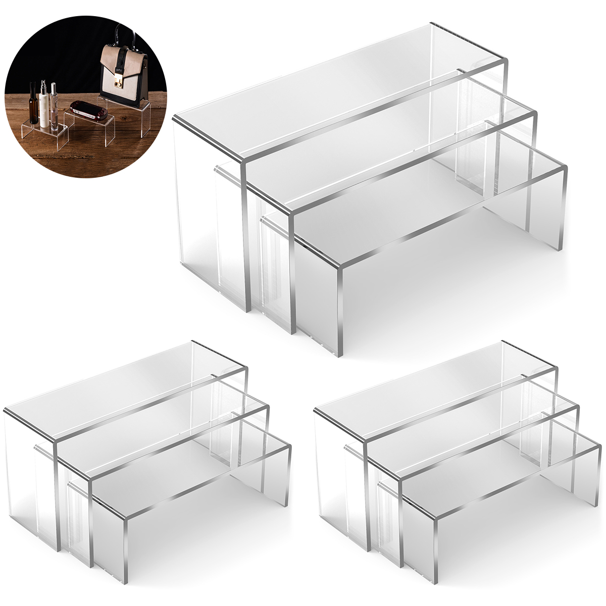 3/6/9 Buah Rak Penyimpanan Kot - Display Risers Set ulasan dan harga